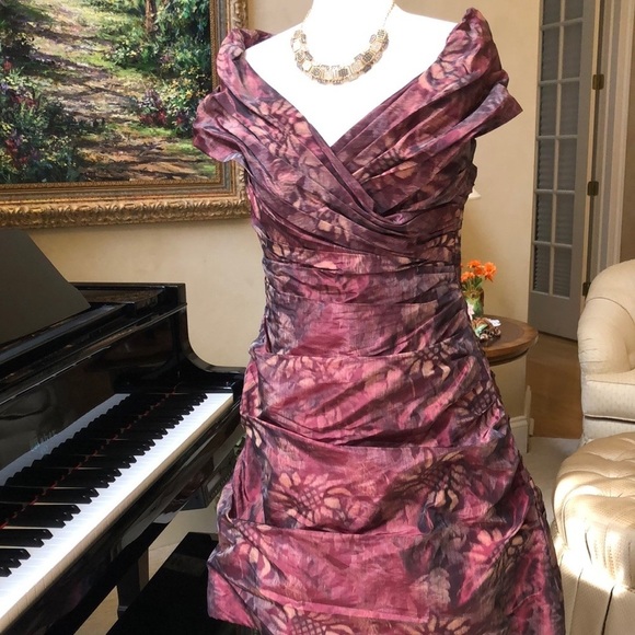 Rickie Freeman Teri Jon Iridescent Floral Women's Formal Dress Size 8 Like New - Picture 6 of 16